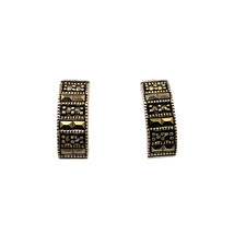 Vintage Marcasite Glitzy Rocks Sterling Silver Half Hoop Earrings - $33.66