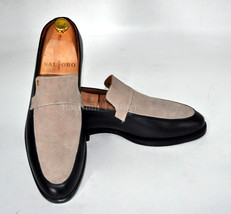 Two Tone Handmade Leather Dress Loafers Shoes Leather Dress Shoes for Men - £136.18 GBP+