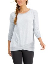 allbrand365 designer Womens Crossover-Hem Top Color Grey Whisper Ht Size XS - £46.88 GBP