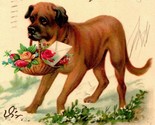 Vtg Postcard 1903 PMC - Dog Carrying Basket - Wishing You a Happy Christmas - $7.97