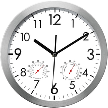 12 Inch Silent Non Ticking Wall Clock Sweep Movement Silver Aluminum Frame Glass - £26.39 GBP