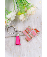 Strawberry Pink GIRL MAMA Tassel Keychain - $75.18 MXN