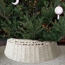 Boho Cotton Rope Woven Christmas Tree Collar Skirt 24in Beige - $340.14 MXN