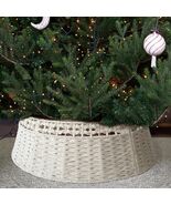 Boho Cotton Rope Woven Christmas Tree Collar Skirt 24in Beige - $340.14 MXN