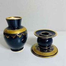 Lindner Kueps Vase Candle Holder Blue Cobalt Set Germany Home Decor Bavaria - $1,258.19 MXN