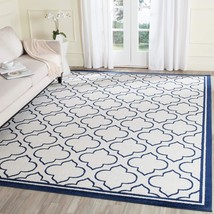 SAFAVIEH Amherst Collection Area Rug - 9&#39; x 12&#39;, Ivory &amp; Navy, Moroccan Geometri - $417.99