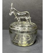 Vintage Jeannette Glass Donkey Covered Powder Dish Bowl Clear Trinket Dish  - £16.28 GBP