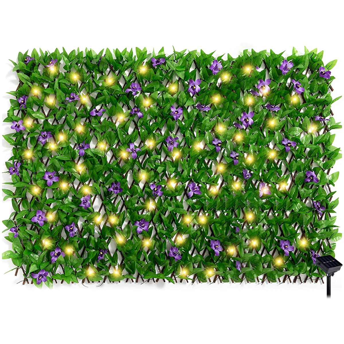Solar LED Light Exble Fence with Solar Light String Stretchable Foliage Privacy  - £211.86 GBP