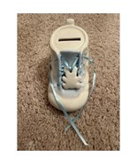 Ceramic Baby Shoe Coin Bank NEW With Blue Lace Baptism Christening Birth... - $318.17 MXN