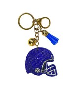 Bling Football Helmet Crystal Keychains Bag Charms Blue White - $259.48 MXN