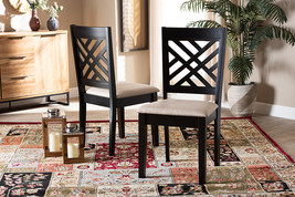 Iden Sand Fabric Upholstered Espresso Brown 2Pc Dining Chair Set - $170.00