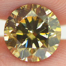 Round Shape Diamond Fancy Champagne Loose VS2 Enhanced Certified Real 2.03 Carat - £2,365.41 GBP