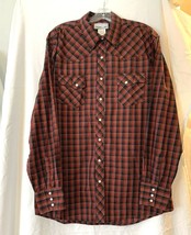 Wrangler Western Black Plaid Shirt Mens XL Red Long Sleeve - $14.50