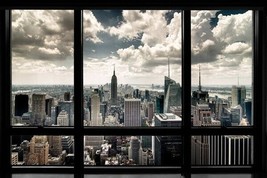 New York Window Poster Skyscraper View - £4.94 GBP