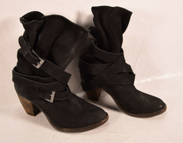  Steven By Steve Madden Black Suede Slouch Strap Wrapped Buckle Boots 8 Womens - £67.25 GBP