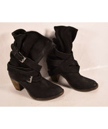  Steven By Steve Madden Black Suede Slouch Strap Wrapped Buckle Boots 8 ... - $115.45 CAD