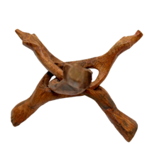 Vintage Hand Carved Wooden Cobra Tripod Stand For Display Purposes 6&quot; - £10.04 GBP