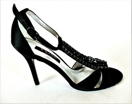 Nina Black Strappy Beaded Open Toe Heels Shoes Women&#39;s 8 1/2 M (SW1) - £56.60 GBP