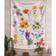 Wildflowers Vertical Tapestry Wall Hanging, Illustrative Reference Chart Tapestr - £15.97 GBP