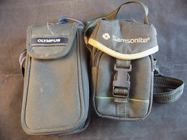 Set Of 2 Black Camera Bags Black Nylon Portable Camera Belt Shoulder Strap Cases - £7.81 GBP