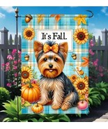 Yorkie Yorkshire Terrier Dog Puppy 12x18 Garden Flag Sunflower Leaves  P... - $12.38