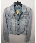 Abercrombie Fitch Denim Jean Jacket Coat Womens Large L Blue Distressed Vintage - $760.08 MXN