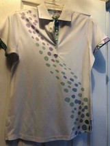 NWT Ladies BERMUDA SANDS White Lavender Blue Green Short Sleeve Golf Shi... - $27.99
