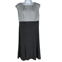 Connected Petite Women&#39;s Polka Dot Sleeveless Dress Size 10p Black/White - $26.87