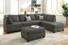 Agen 2-Piece Sectional Sofa with Reversible Chaise in Ash Black Dorris Fabric - £951.78 GBP