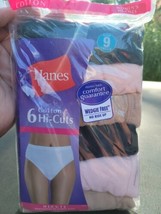 Womens Hanes Cotton Hi-cuts Panties 6 Pack Size 9 - £14.32 GBP