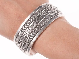 7 1/8&quot; Navajo Richard Begay Heavy stamped sterling silver bracelet - $391.05