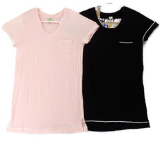 HONEYDEW SLEEP SHIRT 2 PACK LADIES SZ M PINK BLACK VNECK SOFT JERSEY STR... - £11.02 GBP