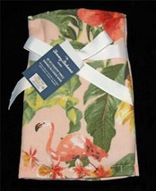 2 Tommy Bahama Tropical Hibiscus Grove Flamingos Flowers Pique Fingertip Towels - £19.23 GBP