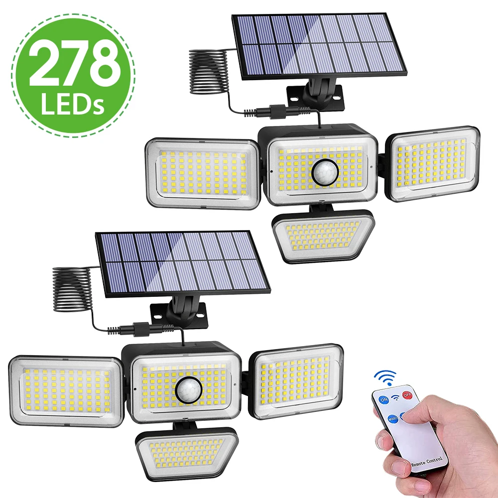 LITOM 278 LED Solar Lights Outdoor Adjustable Head Motion Sensor Human I... - £118.25 GBP