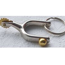 Western Boot Spur Keychain Bag Charm Silver with Gold Spur - $14.85