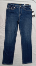 New True Religion Women&#39;s Size 31x28 Blue Mid Straight Billie Big T-Flap Jeans - £46.79 GBP