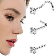1PC Stainless Steel Nose Stud Round 3MM Nose Piercings L Shape Nose Ring Nostril - £8.92 GBP