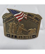 Vtg 1982 USMC Military Brass Belt Buckle IWO JIMA 2/23/1945 MT. SURIBACHI - $375.39 MXN