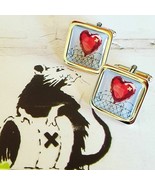 Unique! BANKSY CUFFLINKS chrome BARBED WIRE HEART BALLOON graffiti STENC... - €13,29 EUR