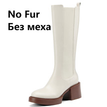 Classic Autumn Winter Women Knee High Boots Fashion Concise Square Heels Casual  - $165.19