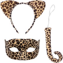 Halloween Cat Cosplay Accessories Set Cat Ear Headband with leopard print Masque - £19.72 GBP