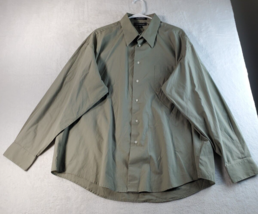 Croft &amp; Barrow Dress Shirt Men Size XL Olive Green Cotton Long Sleeve Collared - £5.04 GBP