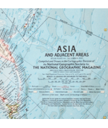 1959 Asia And Adjacent Areas Map National Geographic Antique 24.75 x 19&quot;... - $29.99