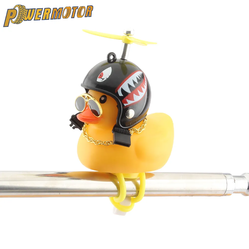 Es cute duck with propeller helmet broken wind rubber duck toy car bicycle small yellow thumb200