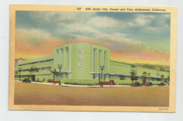 Nbc Radio City,Sunset And Vine,Hollywood 1940&#39;s Color Linen Vintage Postcard - £4.64 GBP