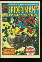 SPIDER-MAN Comics Weekly #35 1973-ROMITA-JACK KIRBY-BRITISH-RHINO Fn - £39.95 GBP