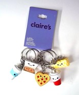 Claire&#39;s Pizza Party set of 5 3D glitter keyring or bag clip NEW - £7.94 GBP