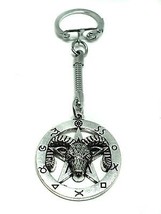 Pentagram Ram Goat Head Baphomet Key Ring Occult Symbols Key Chain Gift - £5.32 GBP