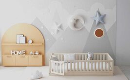 Gianna Toddler Floor Bed with Gate | Promote Montessori Toddler Activities - $349.00