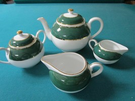 Zsolnay Hungary White/Green /Gold Accent 1960s,Teaset Cups Saucers Tray Tureen - £49.52 GBP+